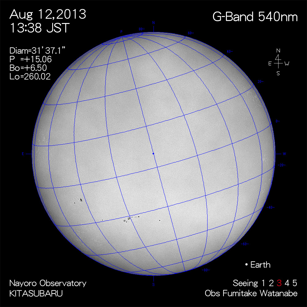2013年8月12日540nm波長の太陽