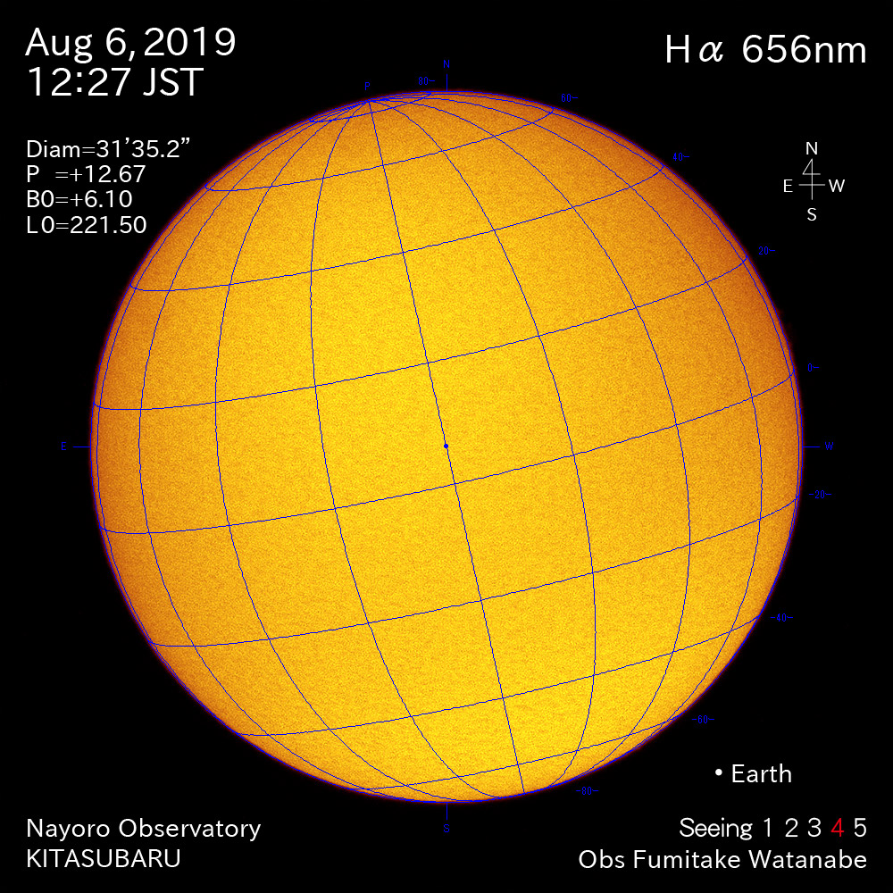2019年8月6日Hα波長の太陽