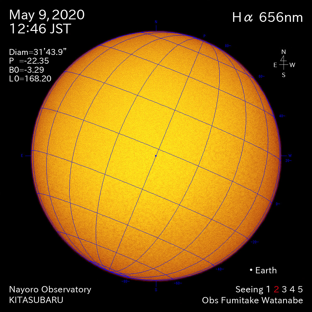 2020年5月9日Hα波長の太陽