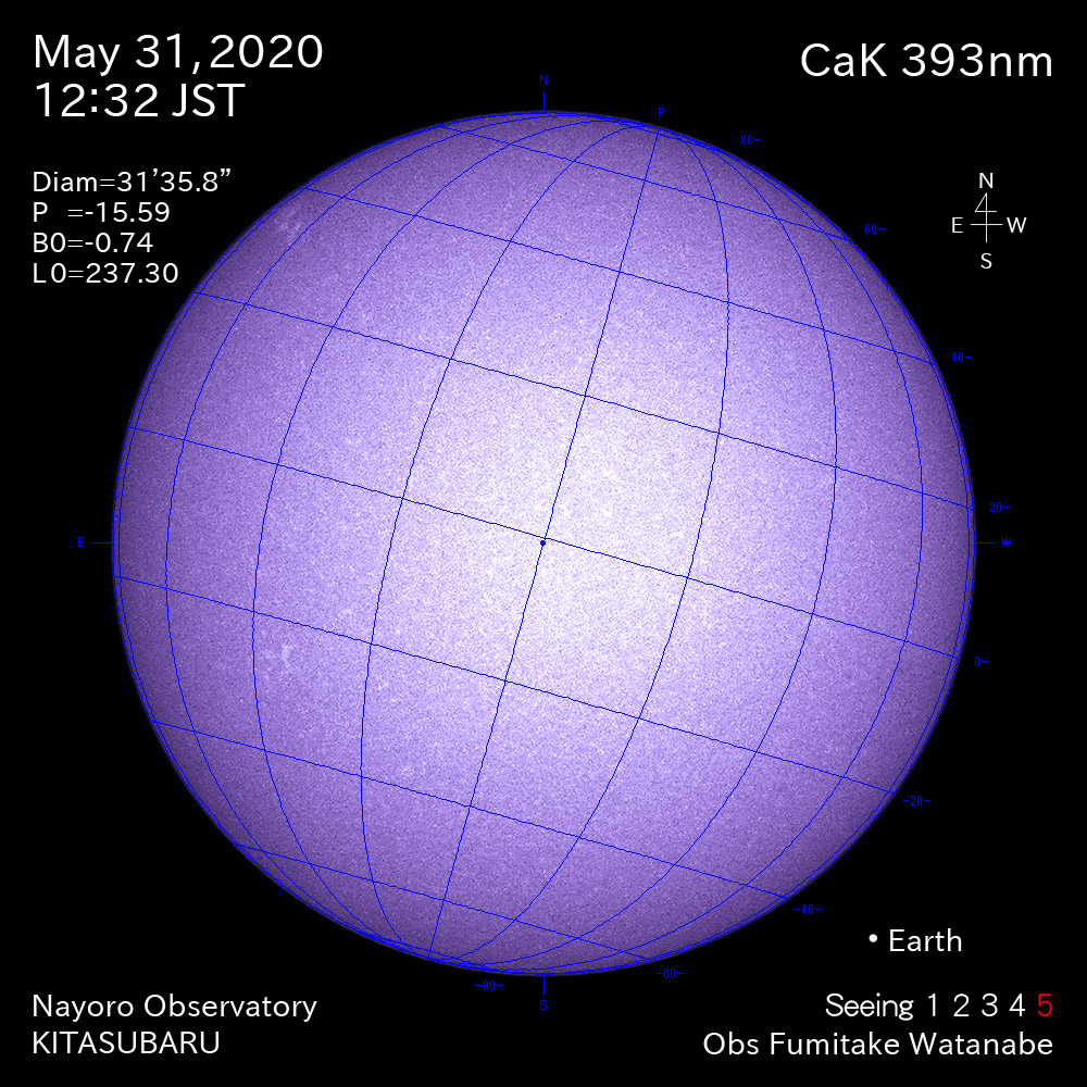 2020年5月31日CaK波長の太陽