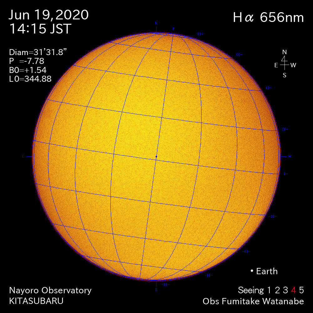 2020年6月19日Hα波長の太陽