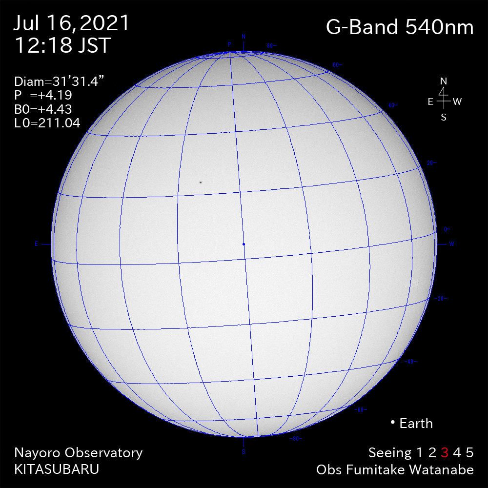 2021年7月16日540nm波長の太陽