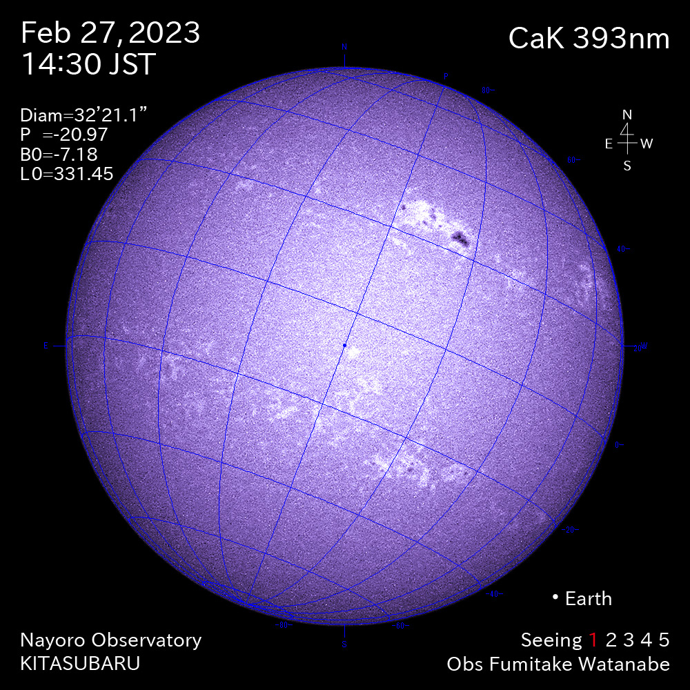 2022年2月27日CaK波長の太陽