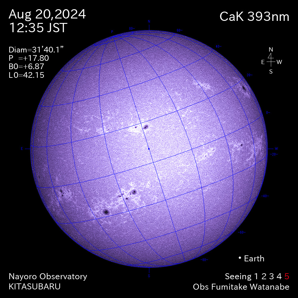 2024年8月20日 CaK波長の太陽