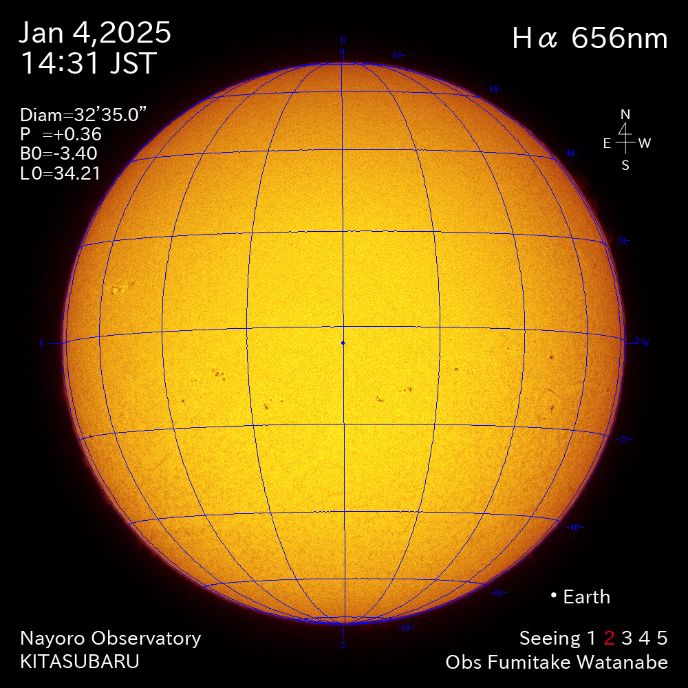 2025年1月4日 Ha波長の太陽