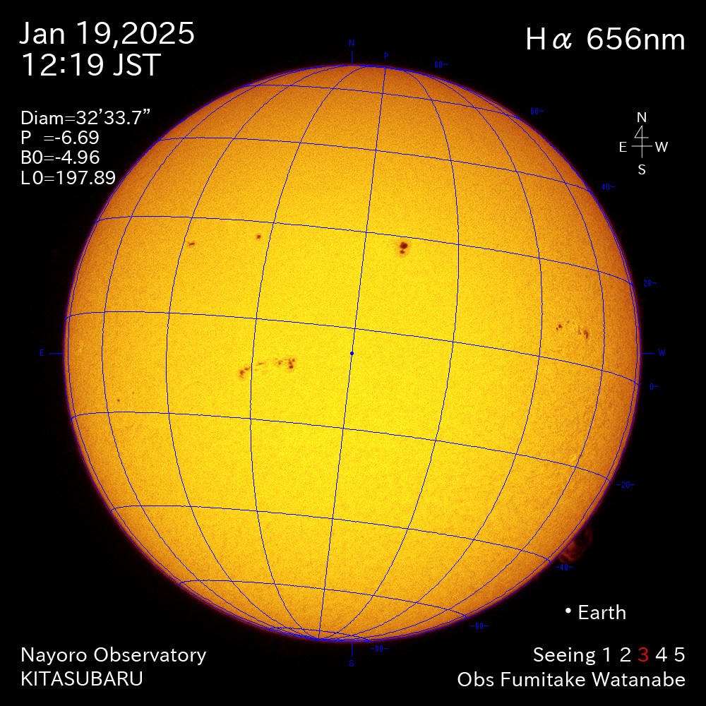 2025年1月19日 Ha波長の太陽