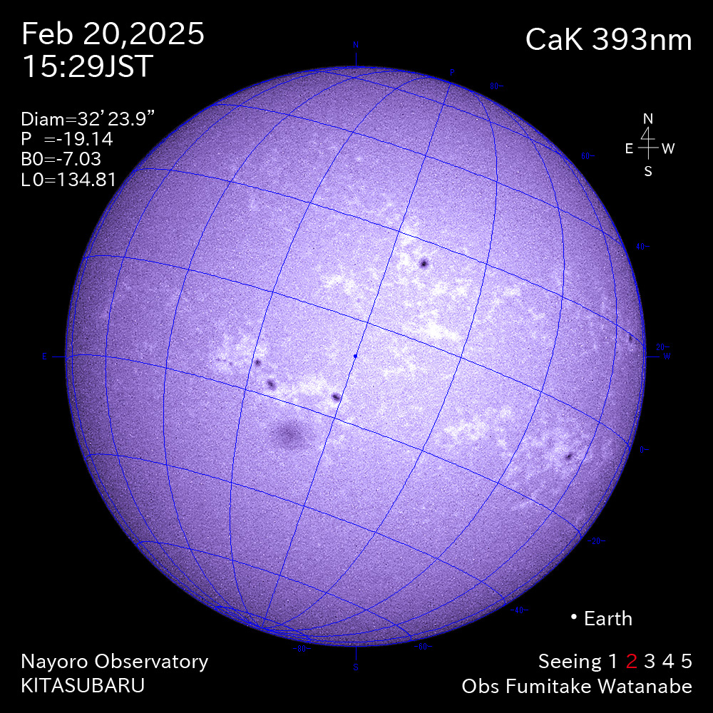 2025年2月20日 CaK波長の太陽