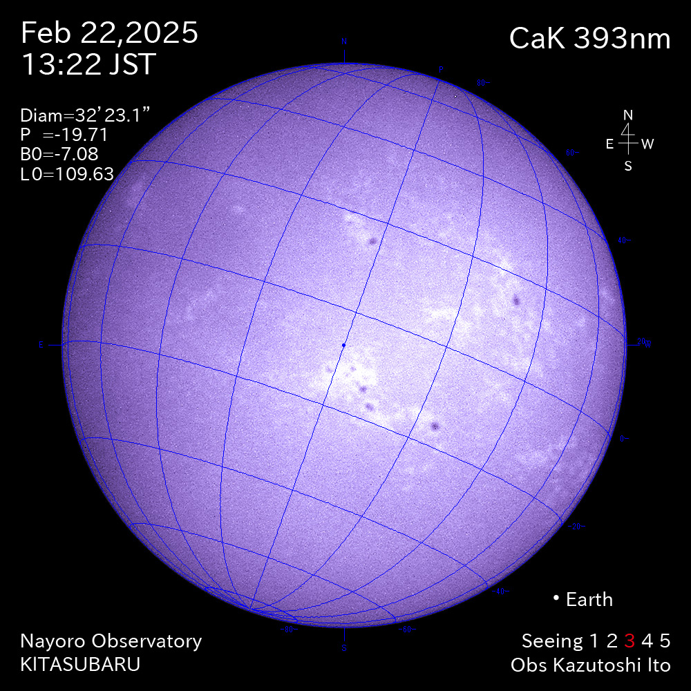 2025年2月22日 CaK波長の太陽