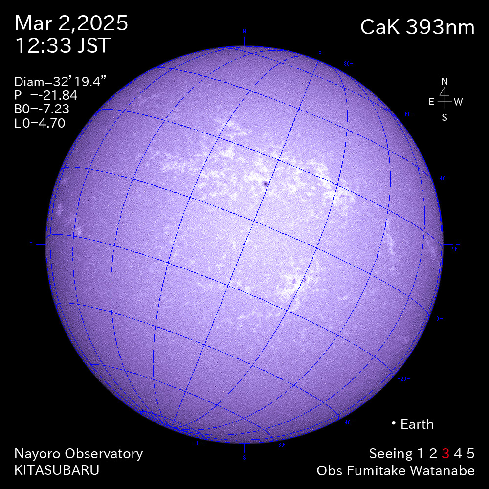 2025年3月2日 CaK波長の太陽