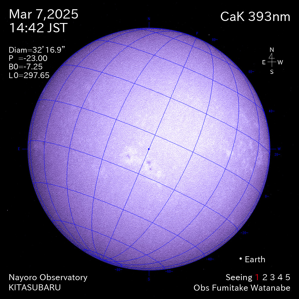 2025年3月7日 CaK波長の太陽