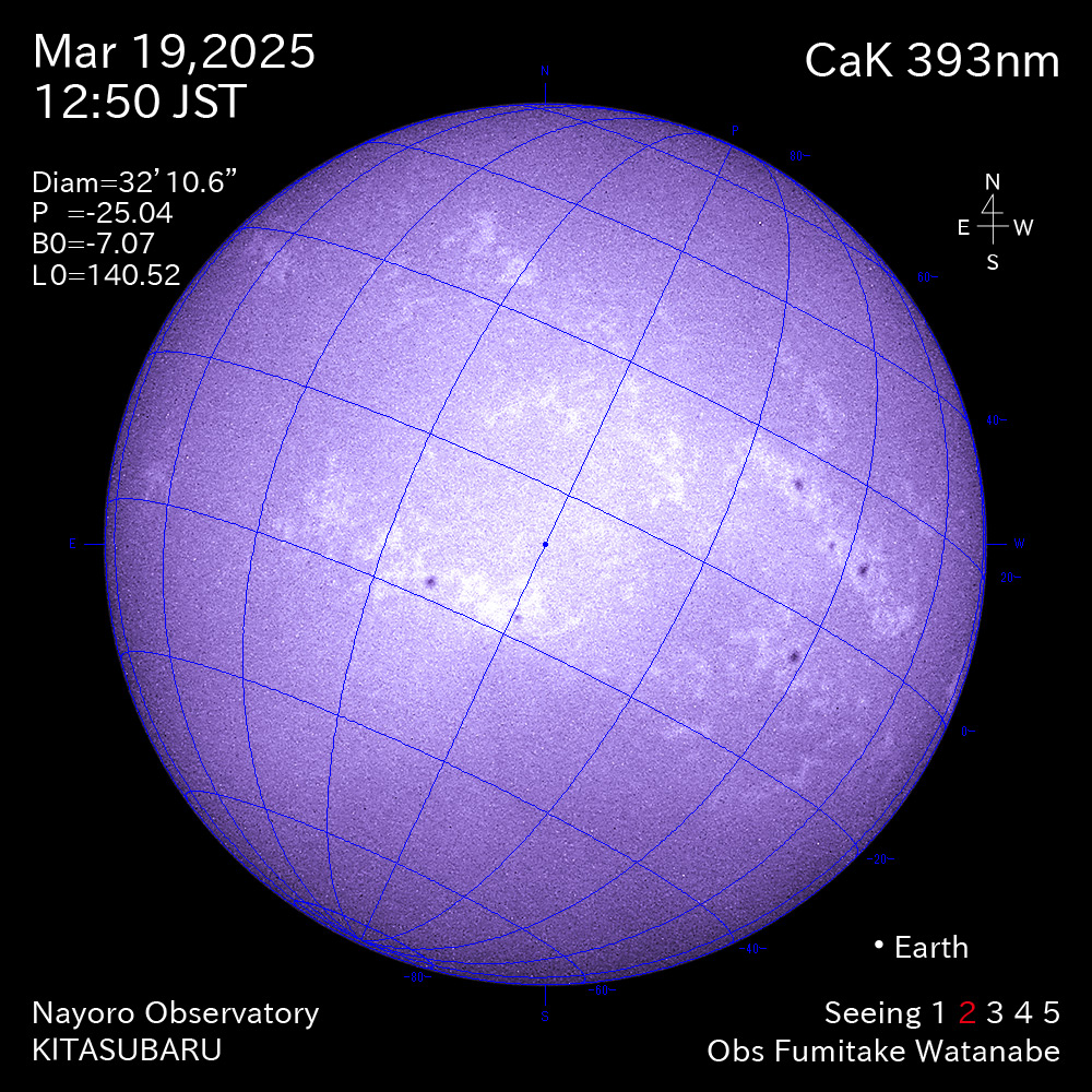 2025年3月19日 CaK波長の太陽