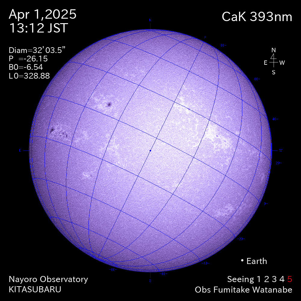 2025年4月1日 CaK波長の太陽