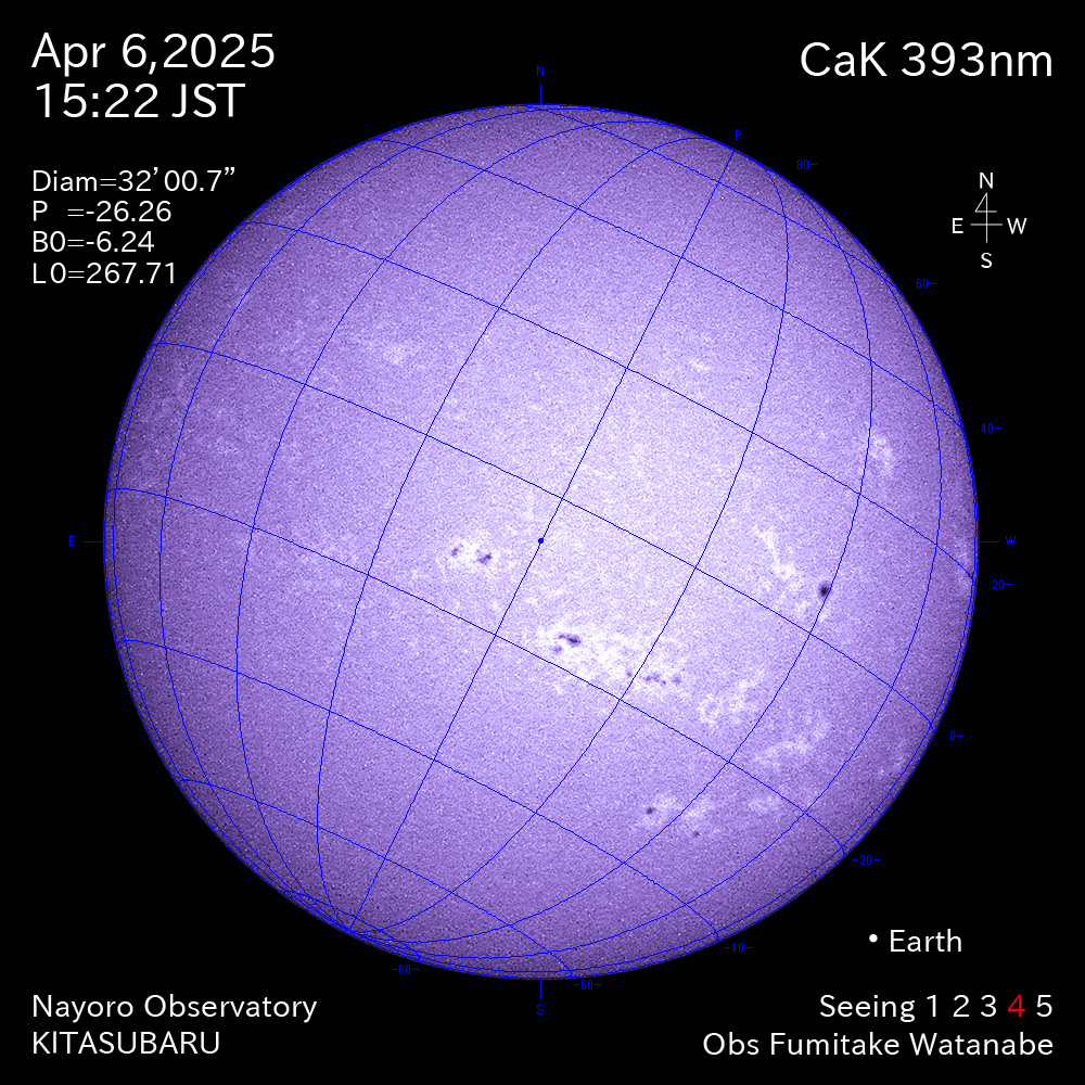 2025年4月6日 CaK波長の太陽