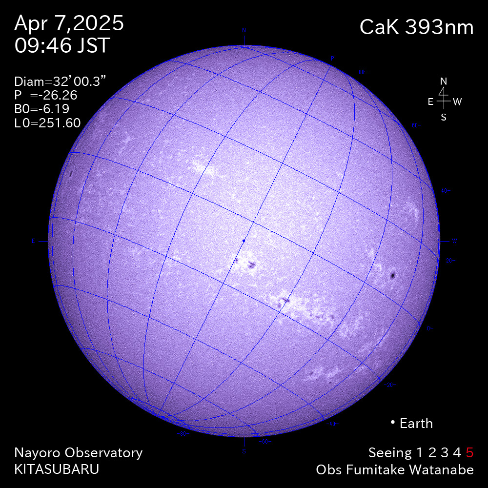 2025年4月7日 CaK波長の太陽