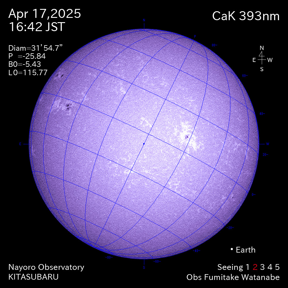 2025年4月17日 CaK波長の太陽