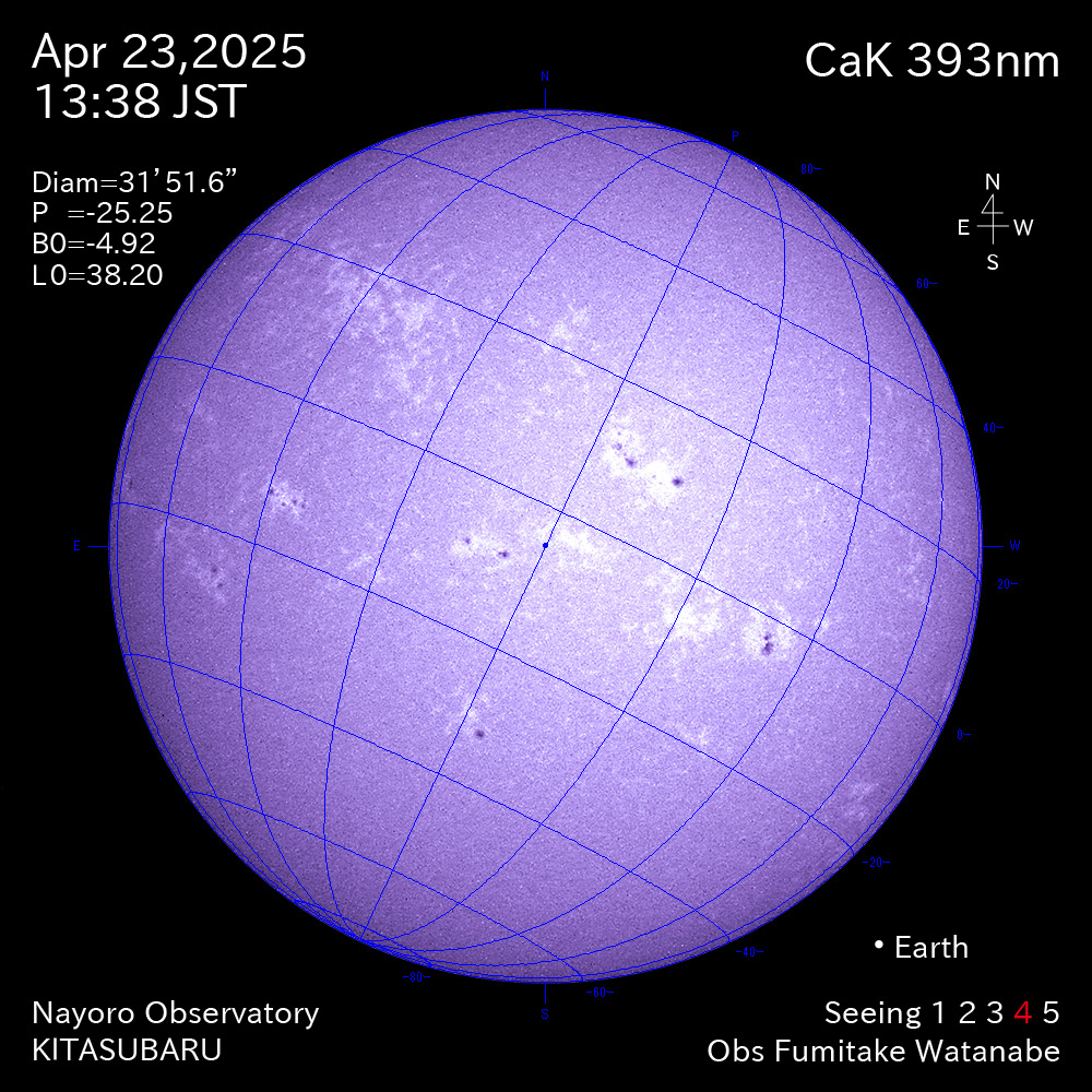 2025年4月23日 CaK波長の太陽
