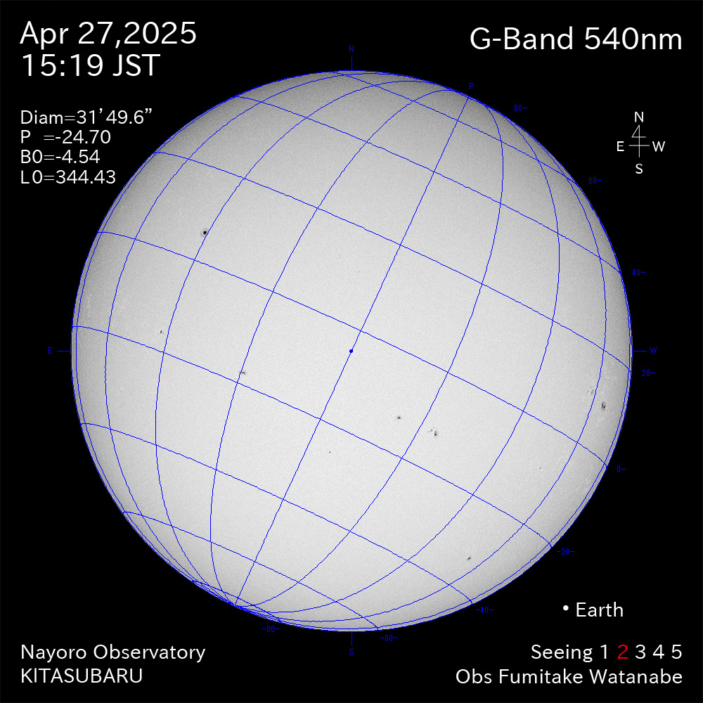 2025年4月27日 540nm波長の太陽