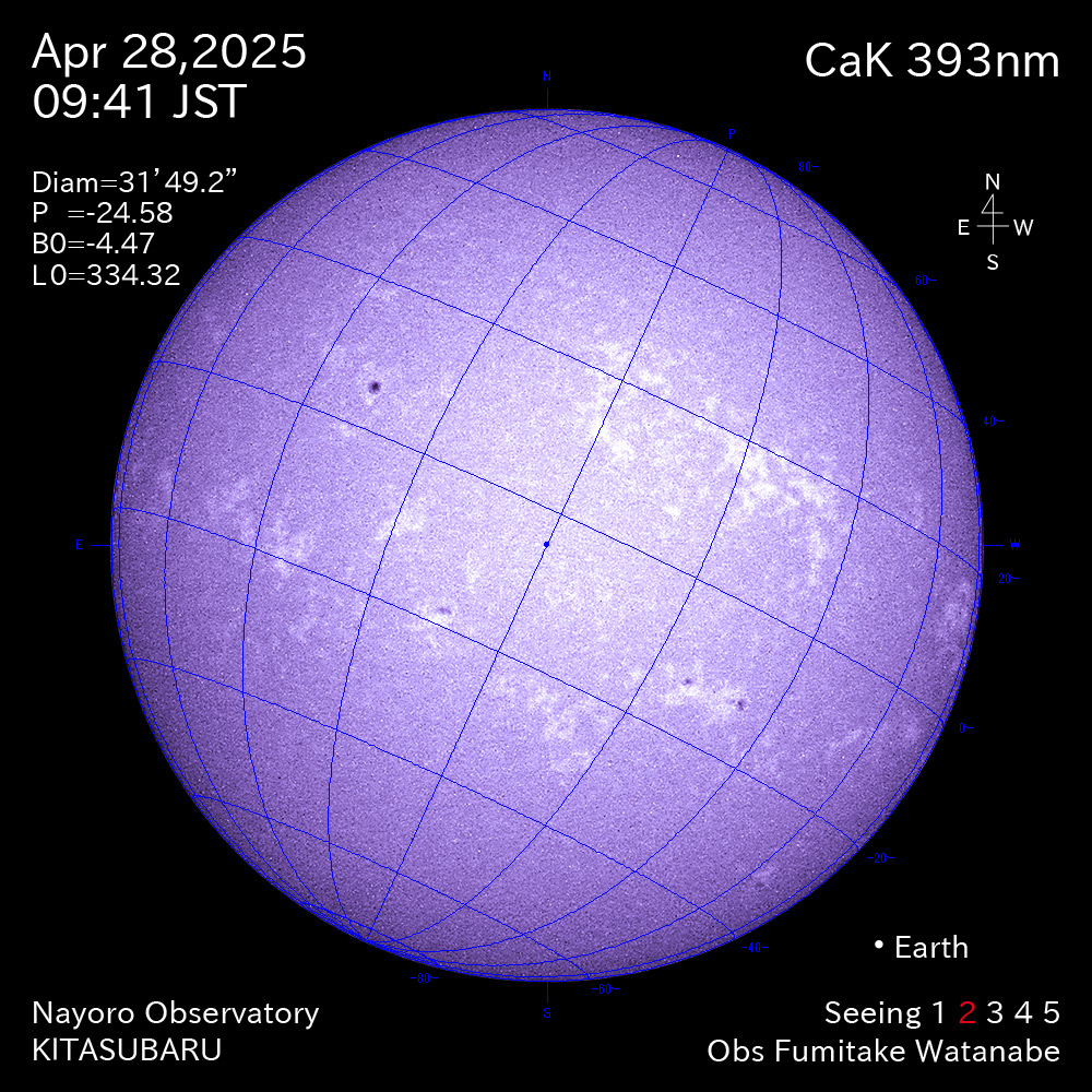 2025年4月28日 CaK波長の太陽