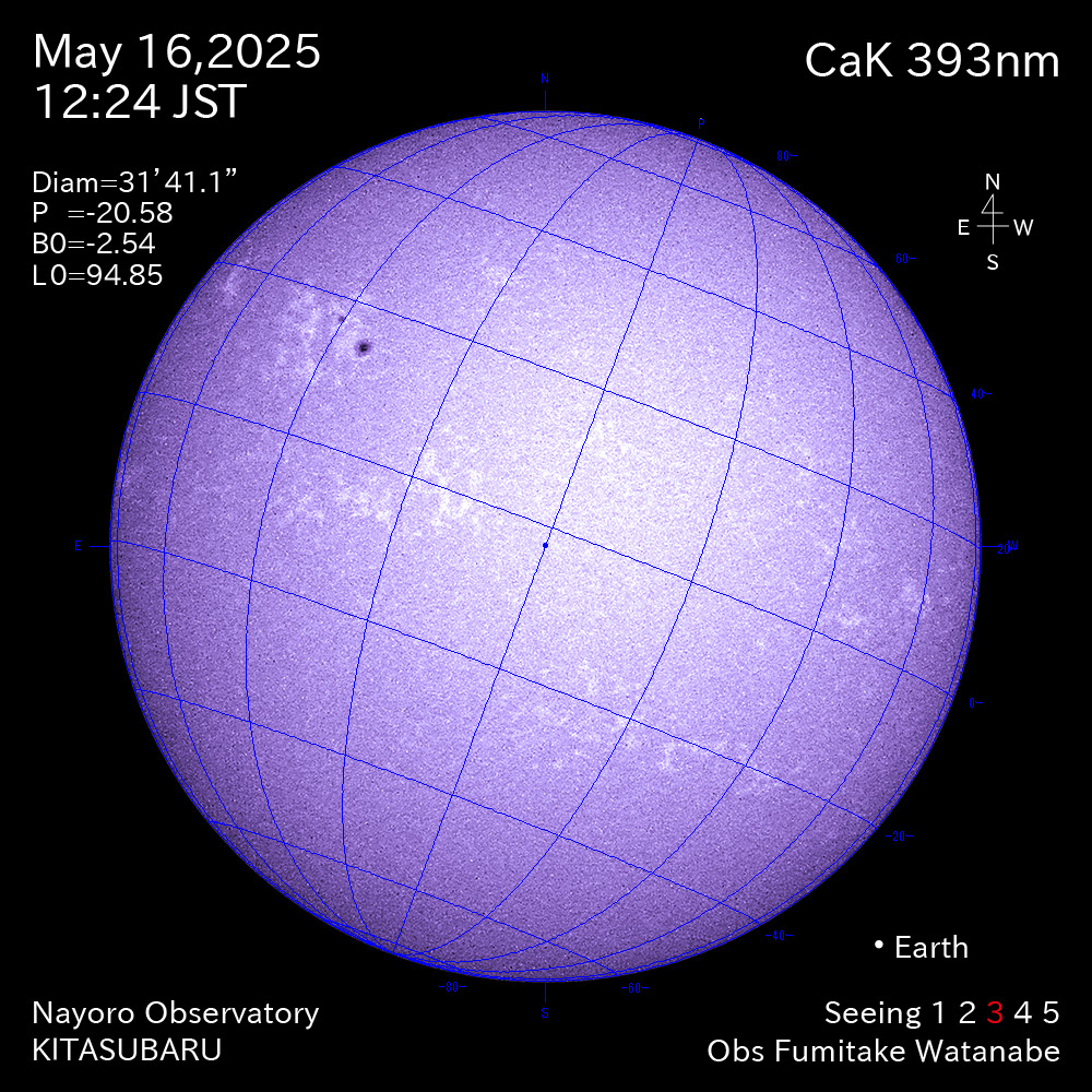 2025年5月16日 CaK波長の太陽