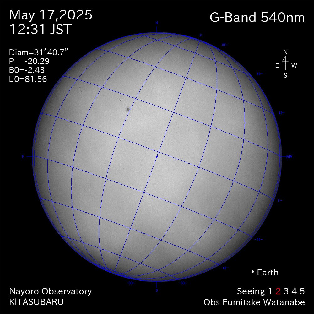 2025年5月17日 540nm波長の太陽