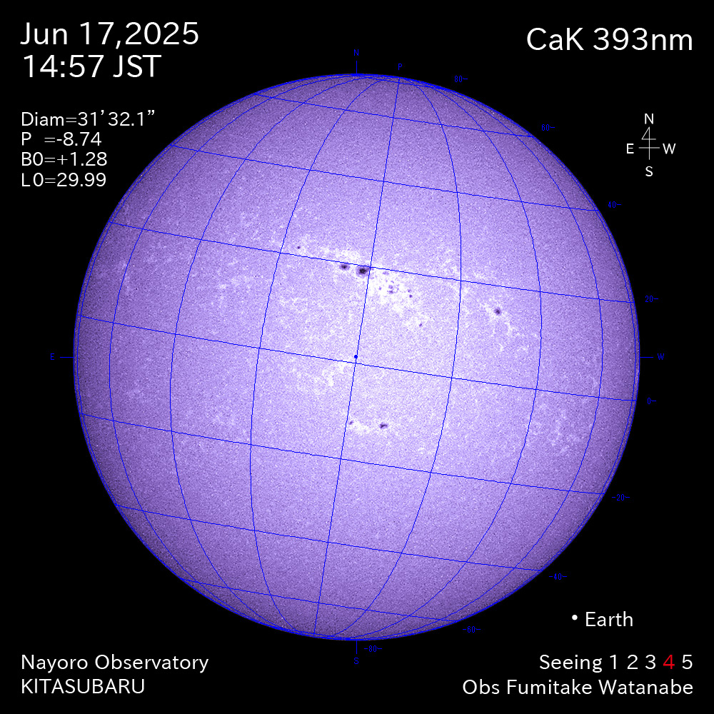 2025年6月17日 CaK波長の太陽