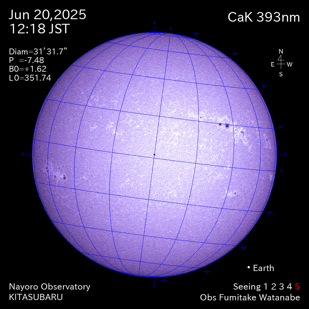 2025年6月20日 CaK波長の太陽