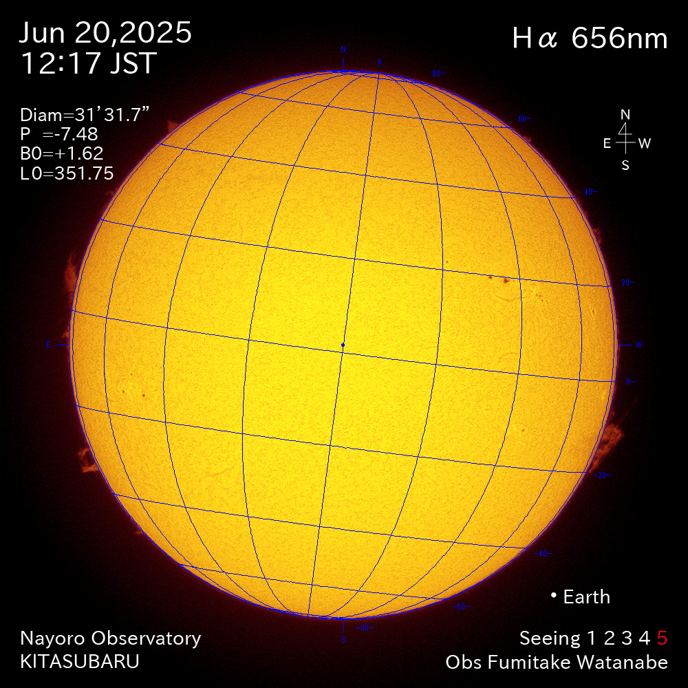 2025年6月20日 Ha波長の太陽