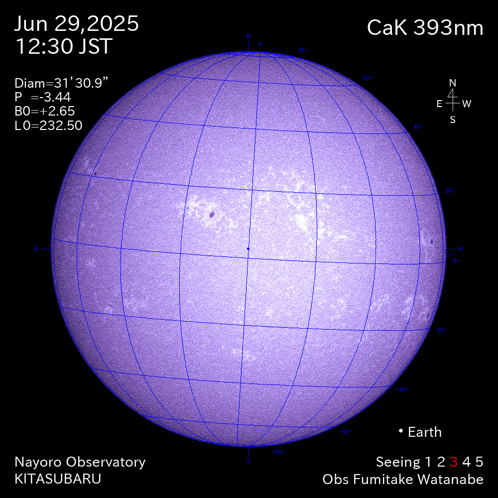 2025年6月29日 CaK波長の太陽