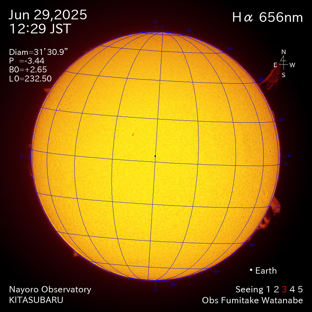 2025年6月29日 Ha波長の太陽