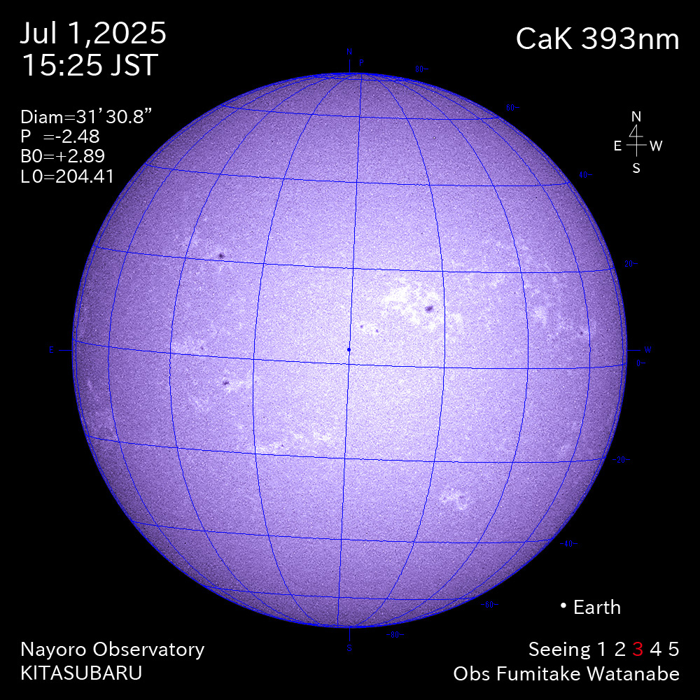 2025年7月1日 CaK波長の太陽