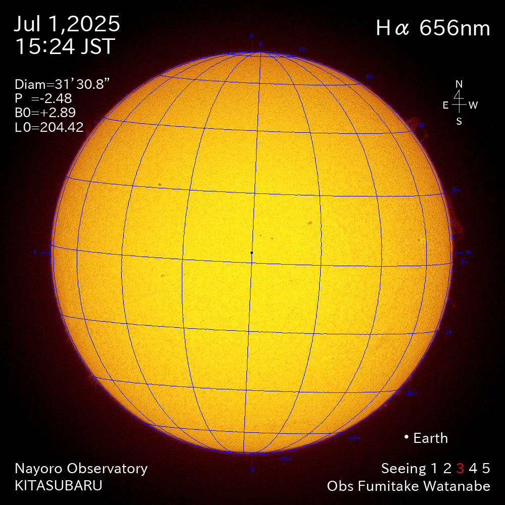 2025年7月1日 Ha波長の太陽