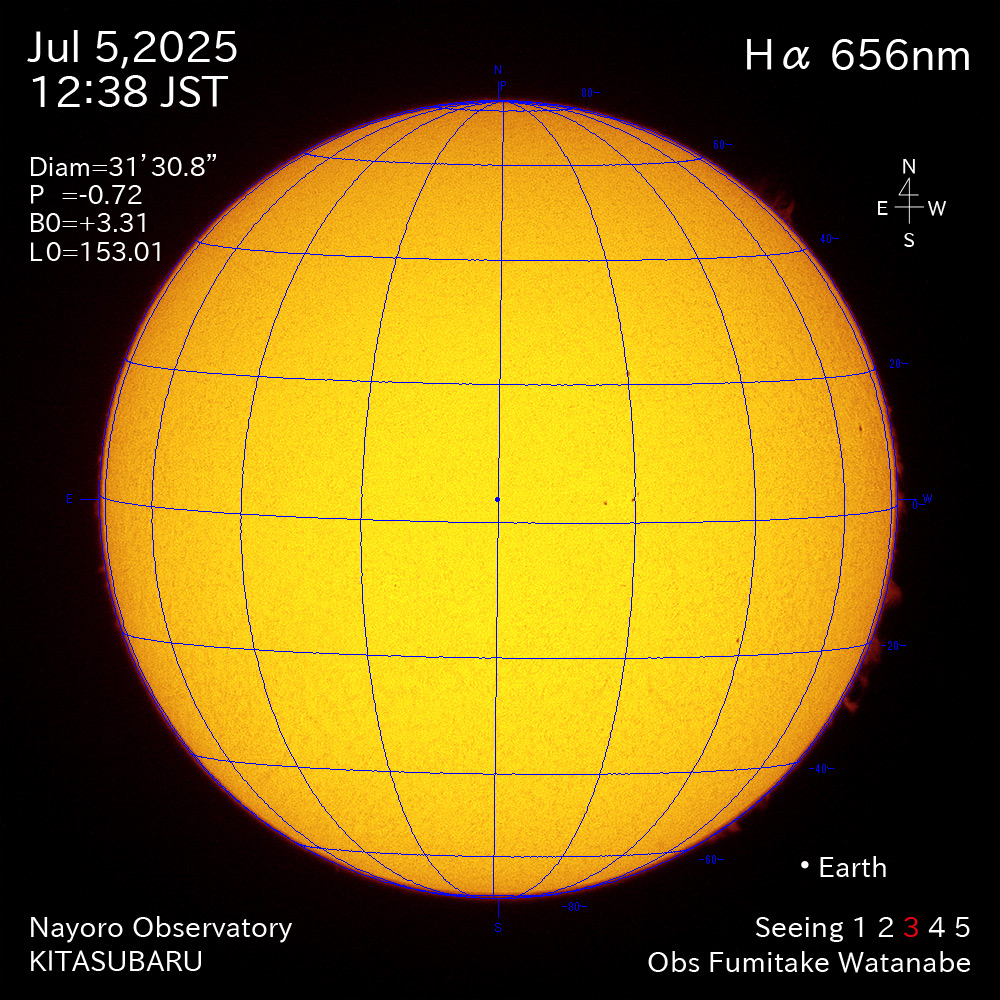 2025年7月5日 Ha波長の太陽