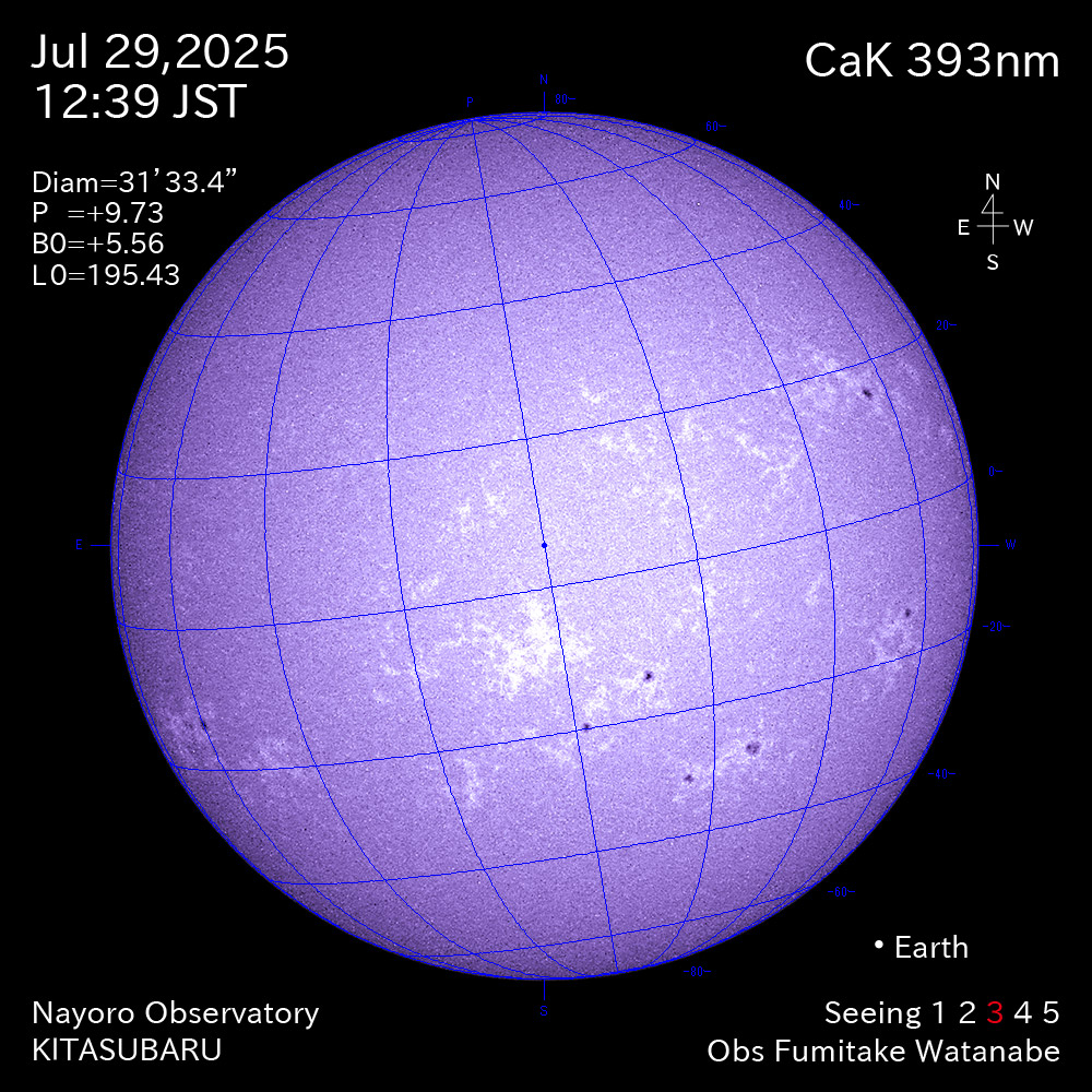 2025年7月29日 CaK波長の太陽