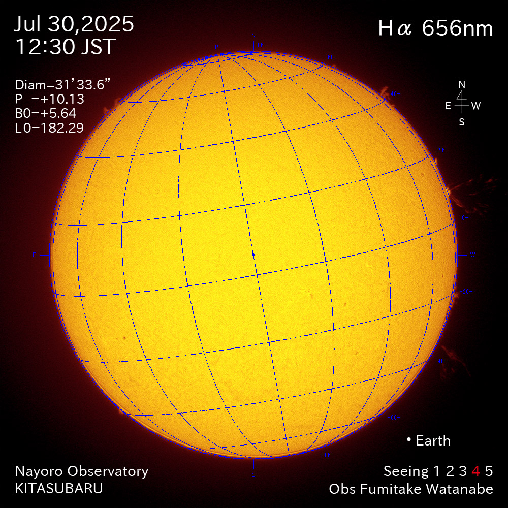 2025年7月30日 Ha波長の太陽