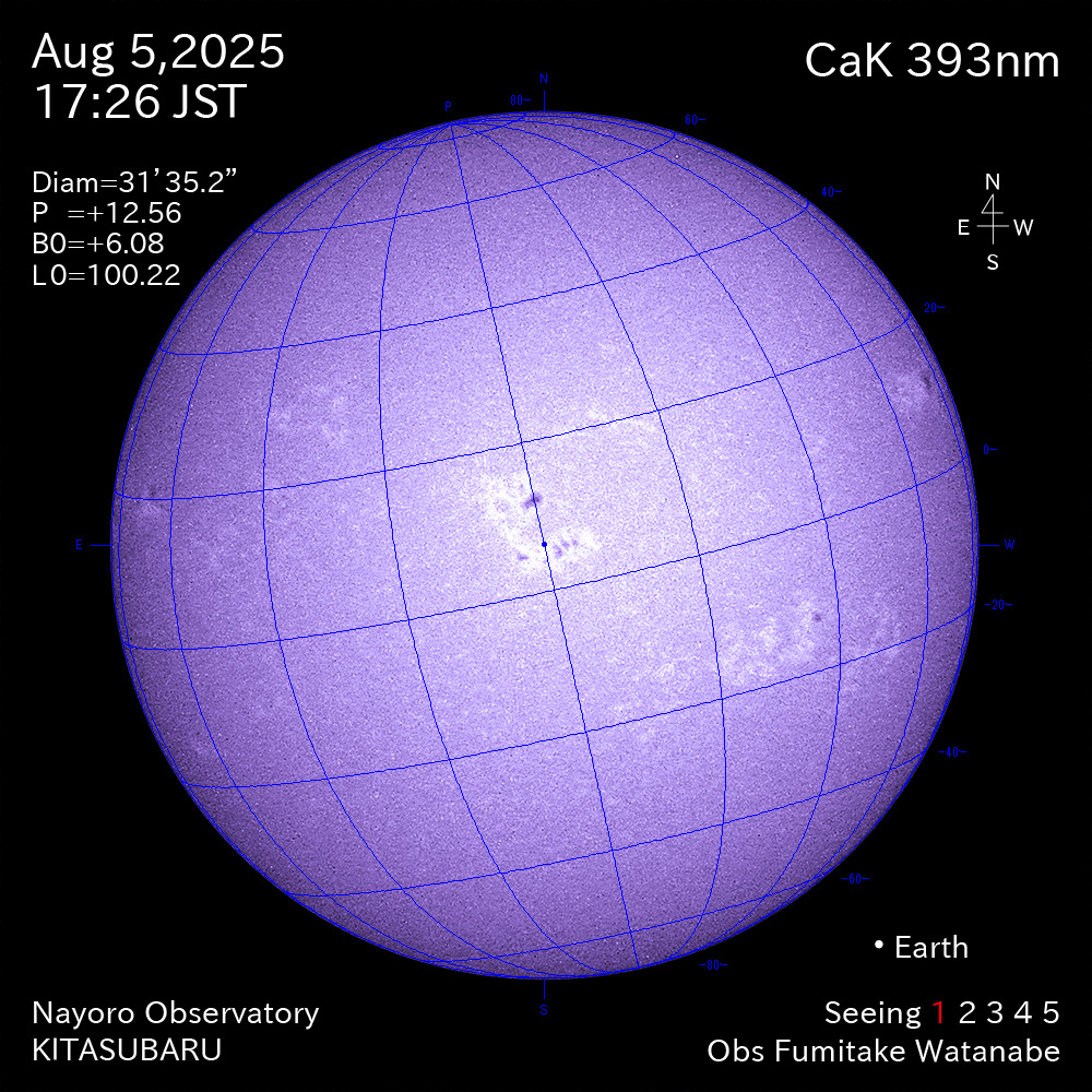 2025年8月5日 CaK波長の太陽