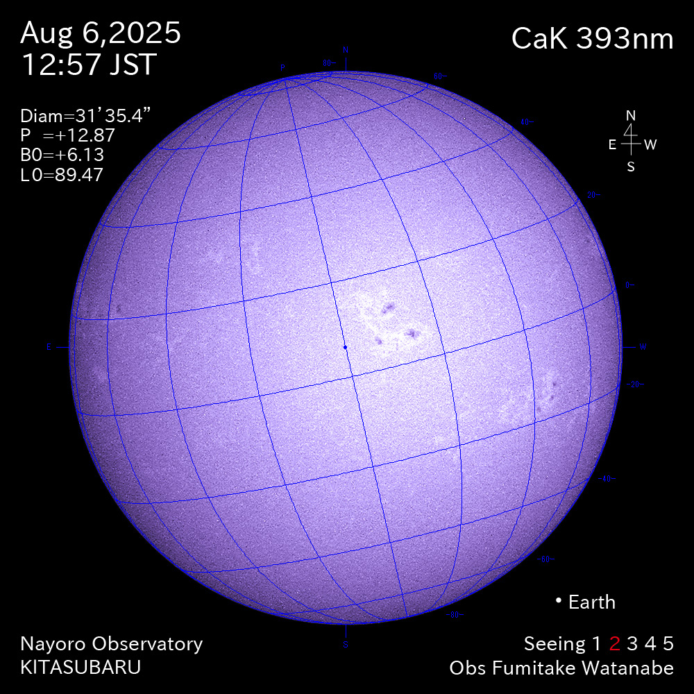 2025年8月6日 CaK波長の太陽
