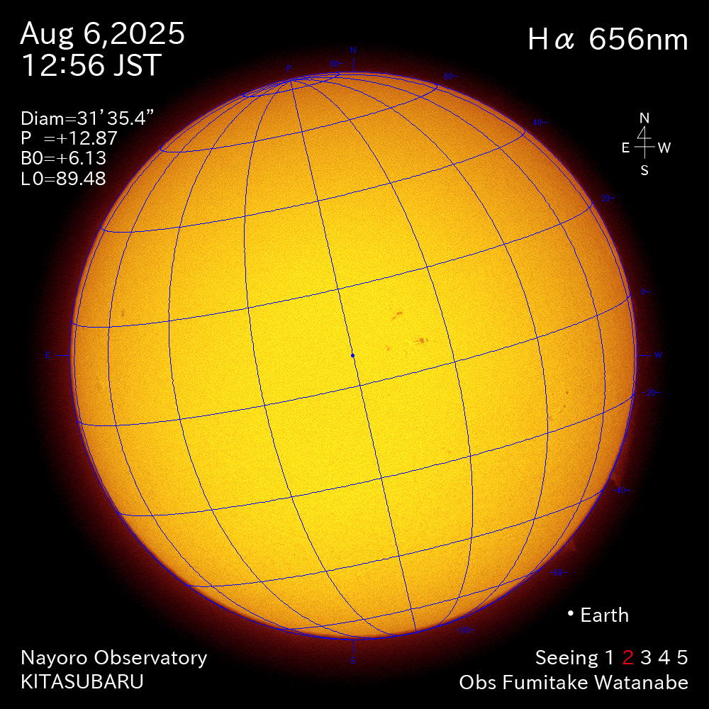 2025年8月6日 Ha波長の太陽