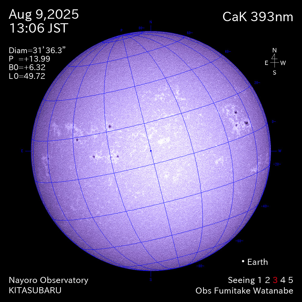 2025年8月9日 CaK波長の太陽