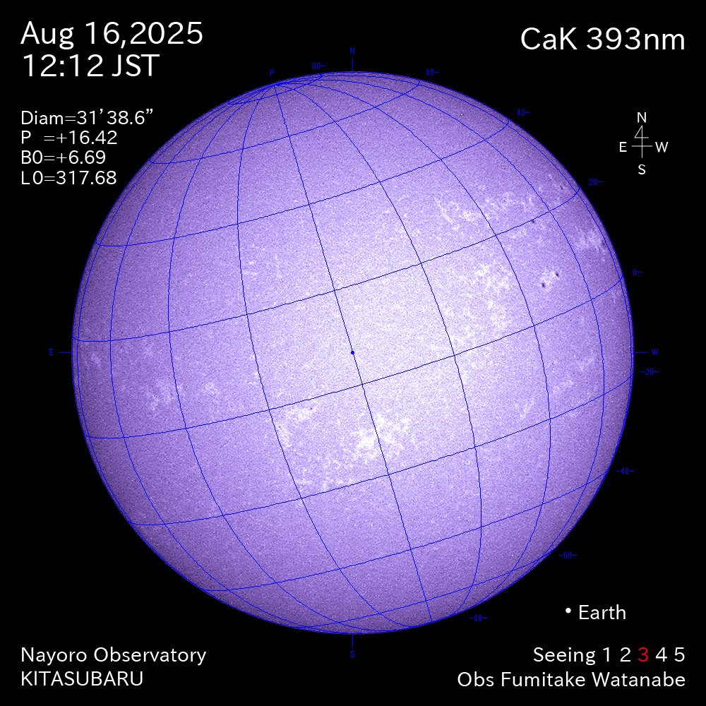 2025年8月16日 CaK波長の太陽