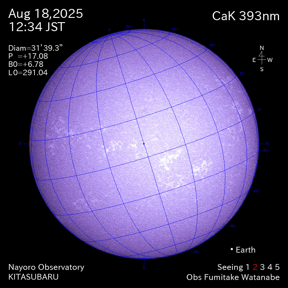 2025年8月18日 CaK波長の太陽