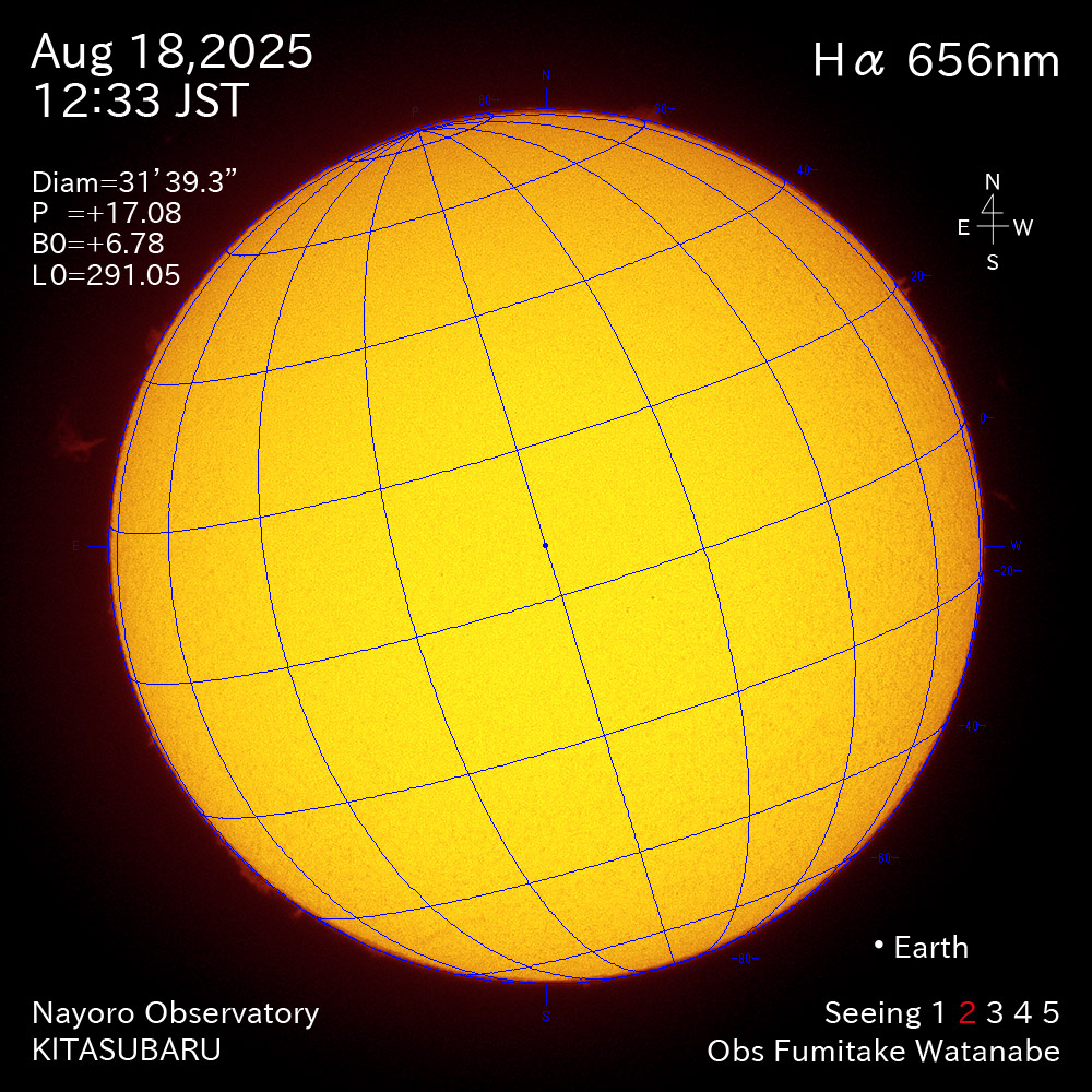 2025年8月18日 Ha波長の太陽