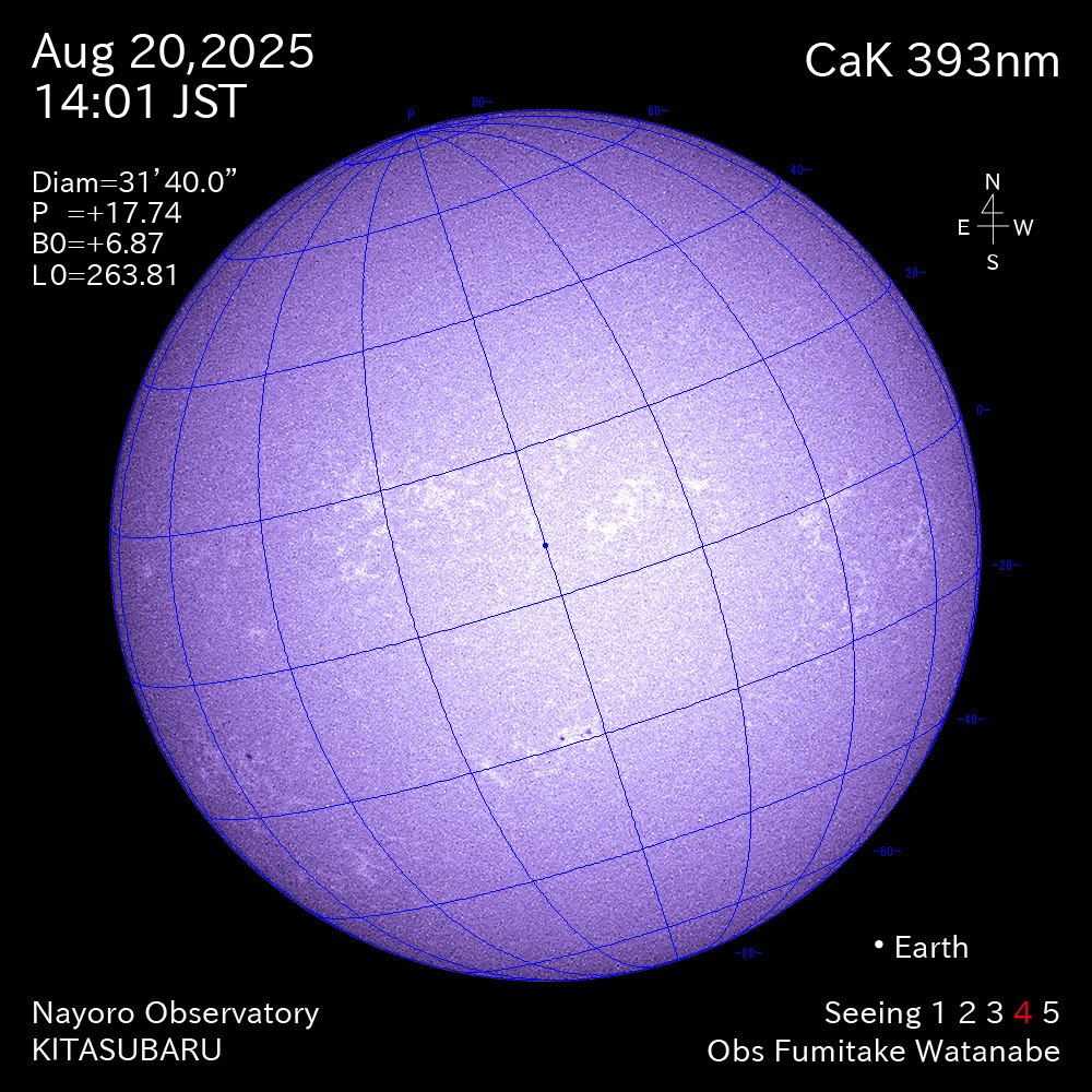 2025年8月20日 CaK波長の太陽