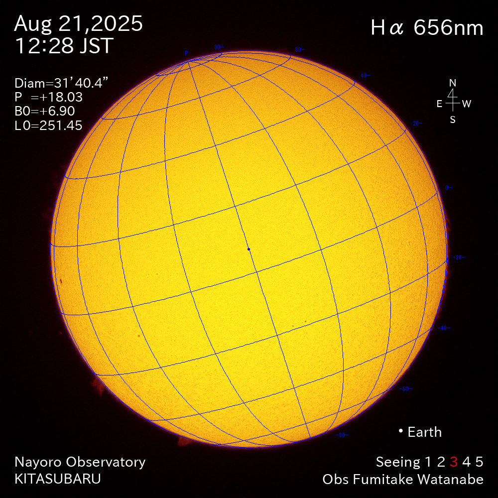 2025年8月21日 Ha波長の太陽