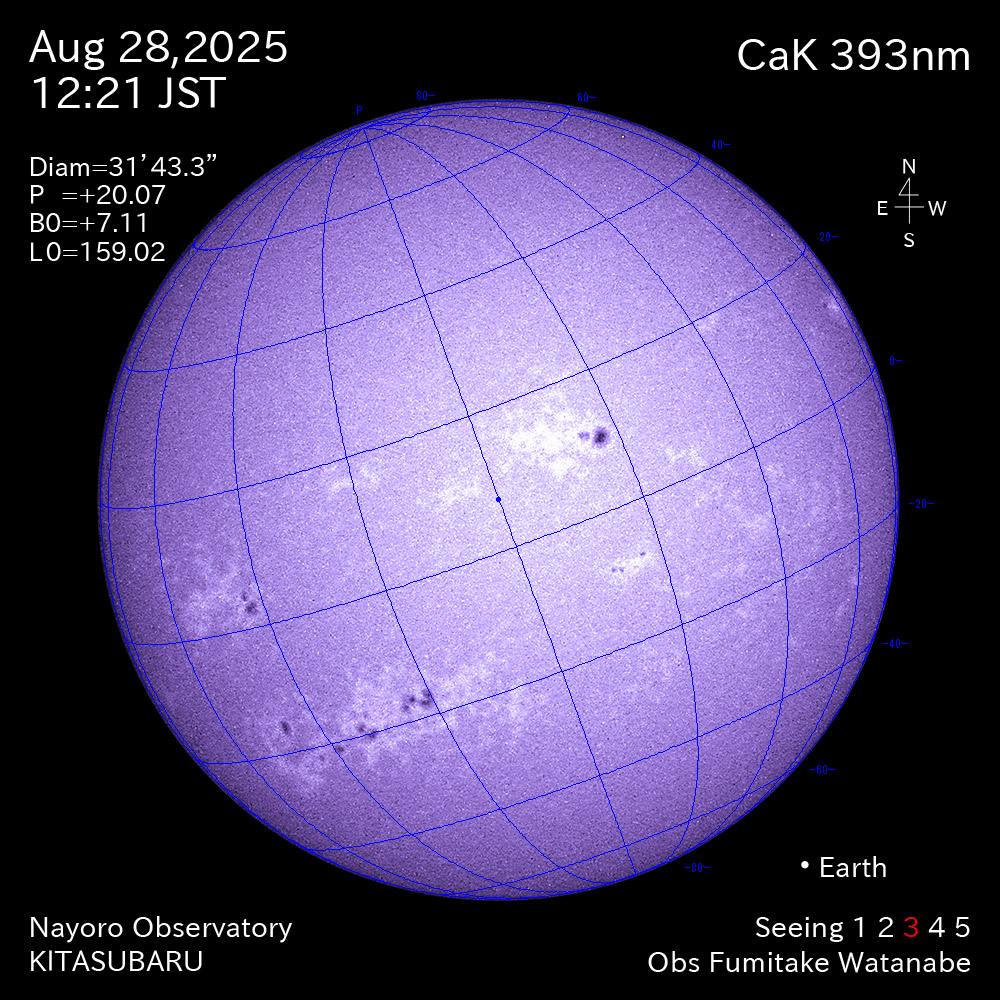 2025年8月28日 CaK波長の太陽