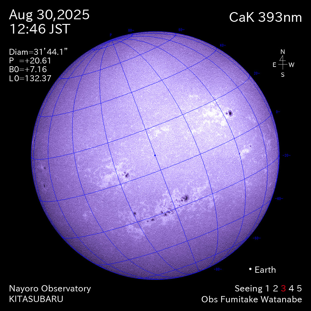 2025年8月30日 CaK波長の太陽
