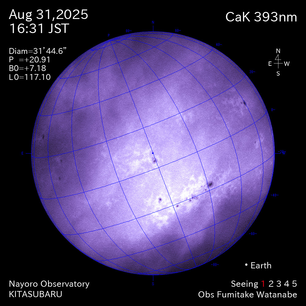 2025年8月31日 CaK波長の太陽