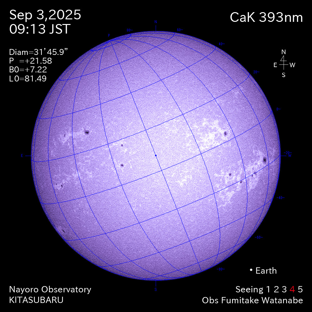 2025年9月3日 CaK波長の太陽