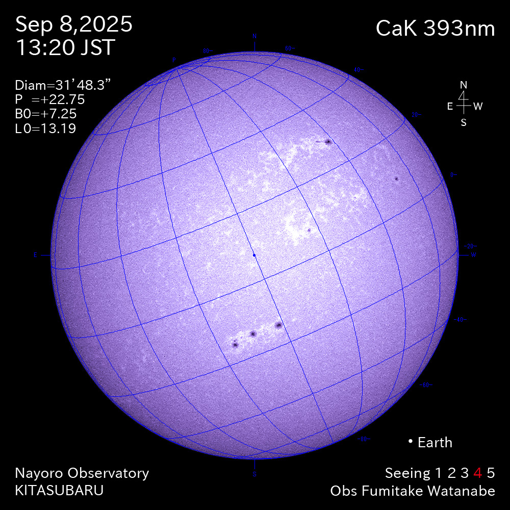 2025年9月8日 CaK波長の太陽