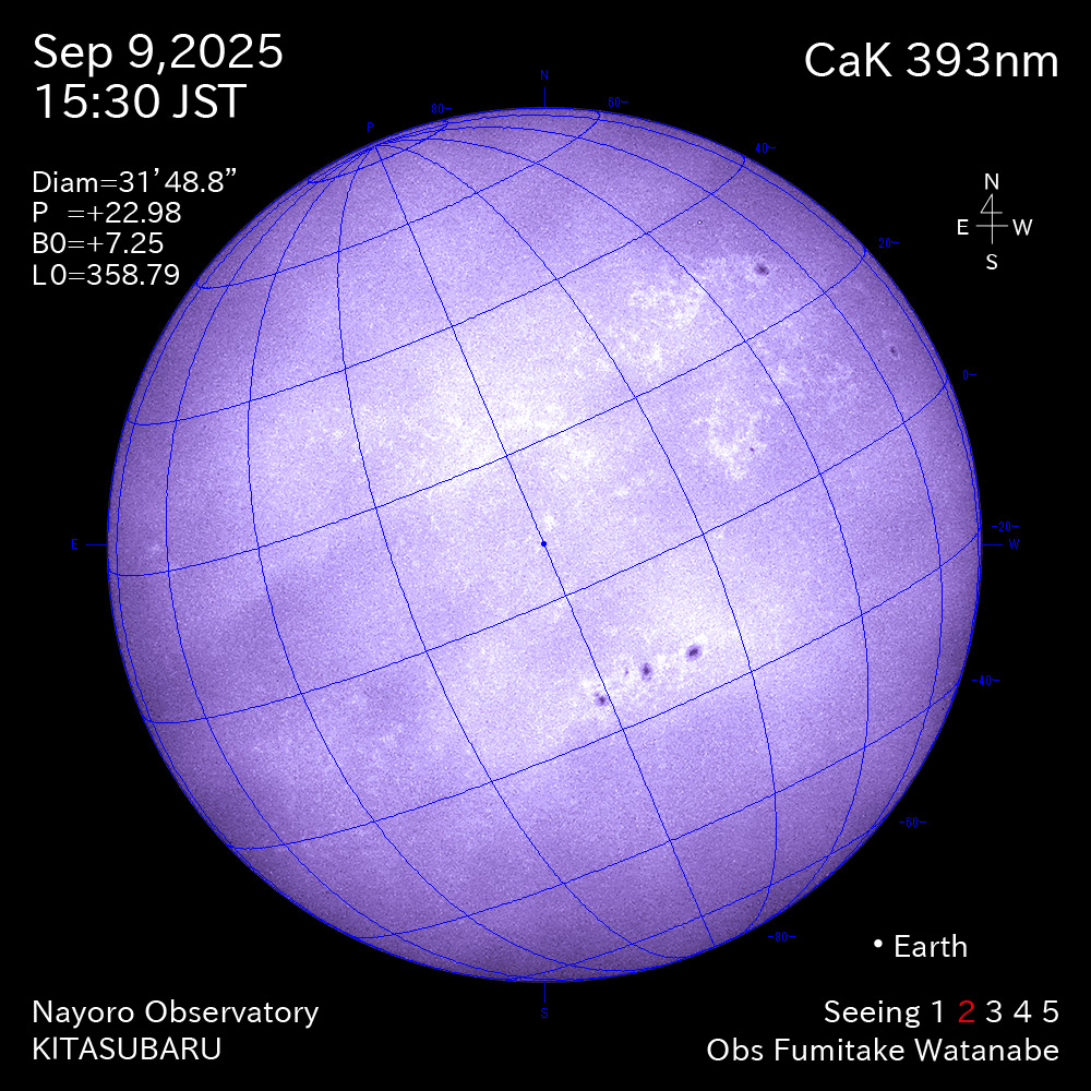 2025年9月9日 CaK波長の太陽