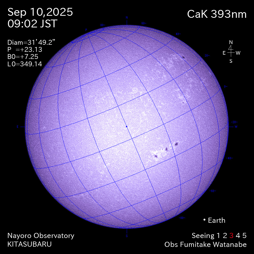 2025年9月10日 CaK波長の太陽